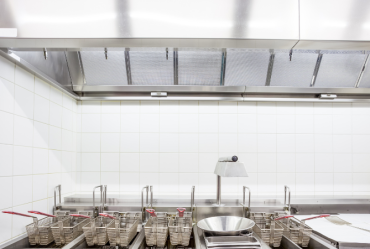 Commercial hood over fryers