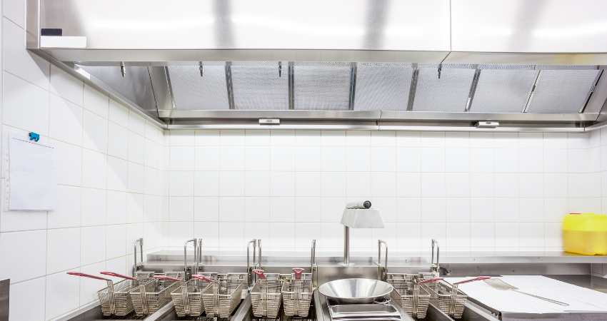 Commercial hood over fryers