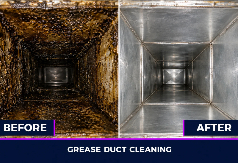 grease duct cleaning before and after